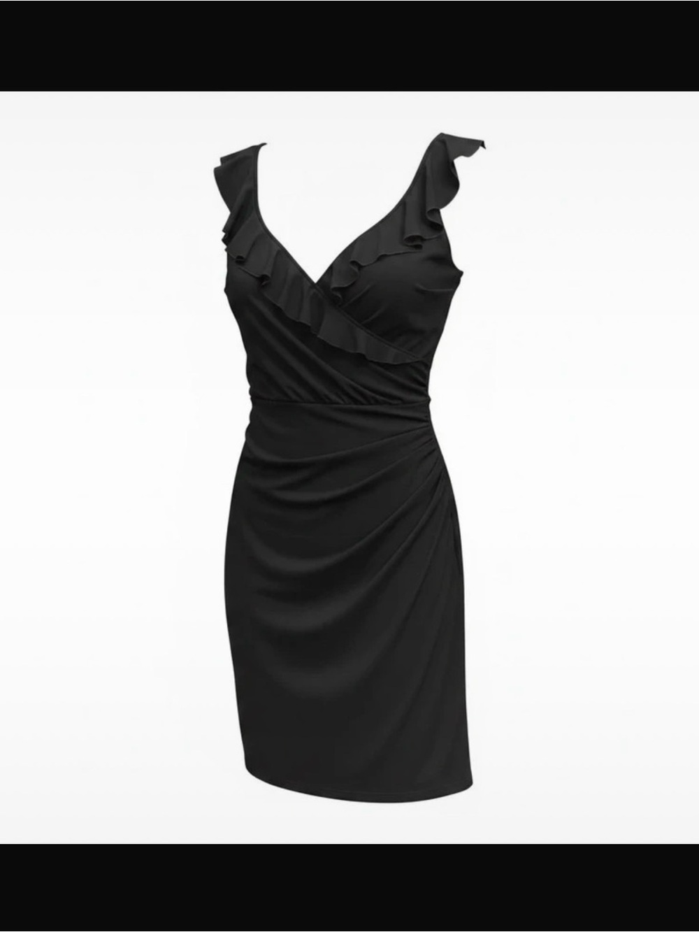 White House Black Market Ruffle V-Neck Ruched Sheath Dress Size 10
